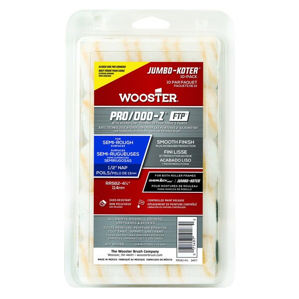 Wooster Pro/Doo-Z Fabric 4.5 in. W X 1/2 in. Jumbo Paint Roller Cover 10 pk RR582-4 1/2 - main